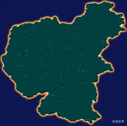 threejs韶关市仁化县geoJson地图3d地图添加金色效果